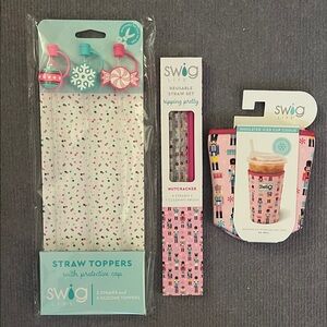 Swig Life Nutcracker Straw Toppers and Cup Set - Pink and Blue